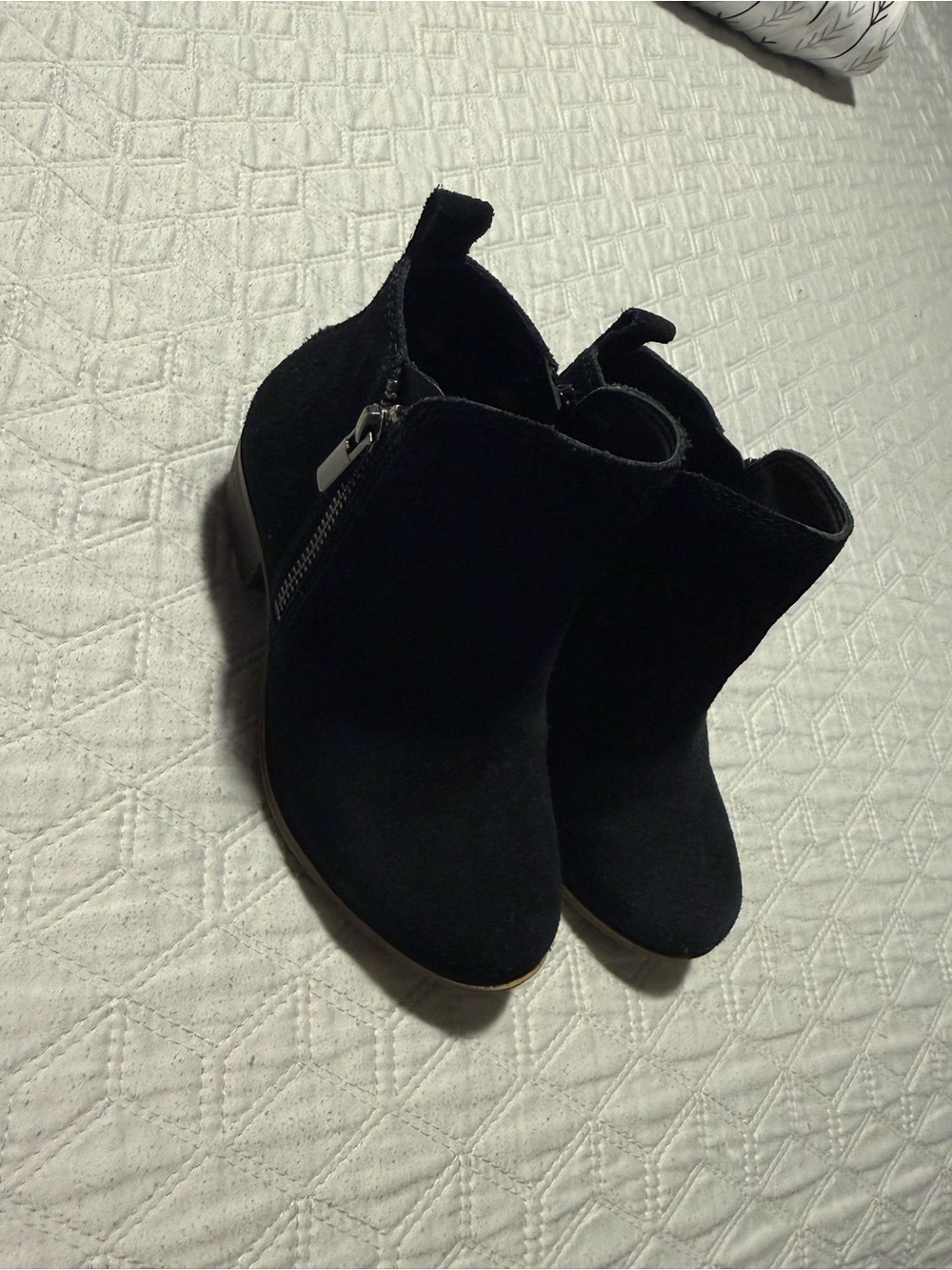GB girls Black Suede-Look Kids Ankle Boots with Side Zip